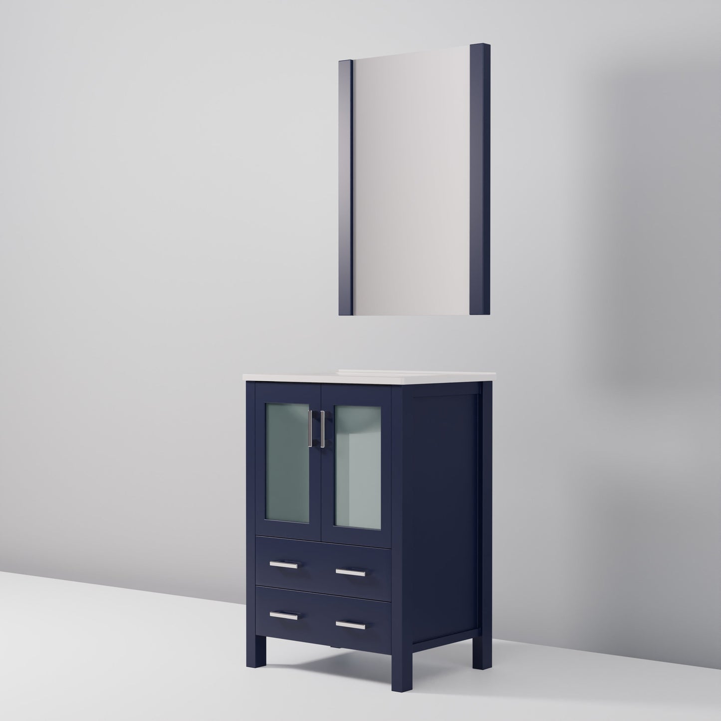 Volez 24 in W x 18.25 in D Navy Blue Bath Vanity