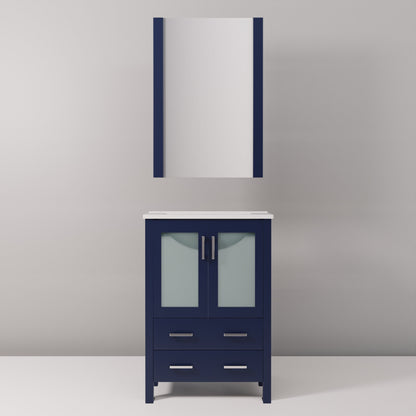 Volez 24 in W x 18.25 in D Navy Blue Bath Vanity