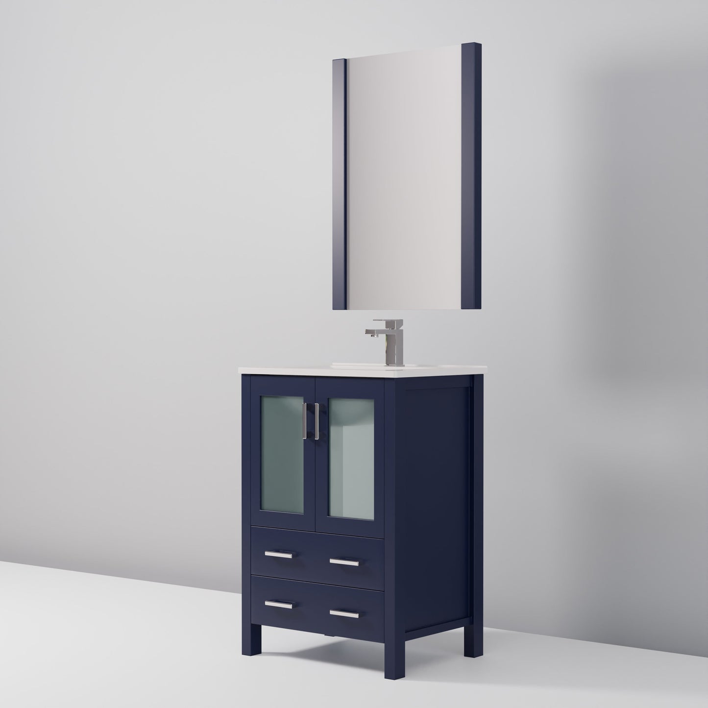 Volez 24 in W x 18.25 in D Navy Blue Bath Vanity