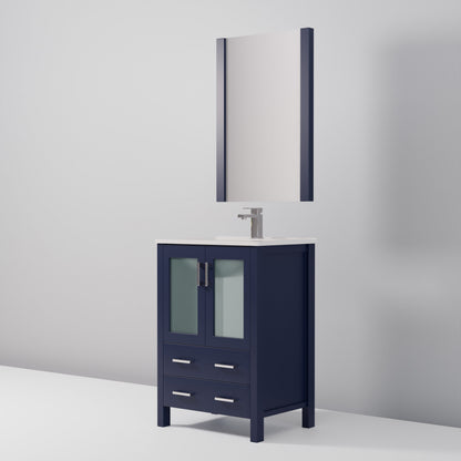 Volez 24 in W x 18.25 in D Navy Blue Bath Vanity