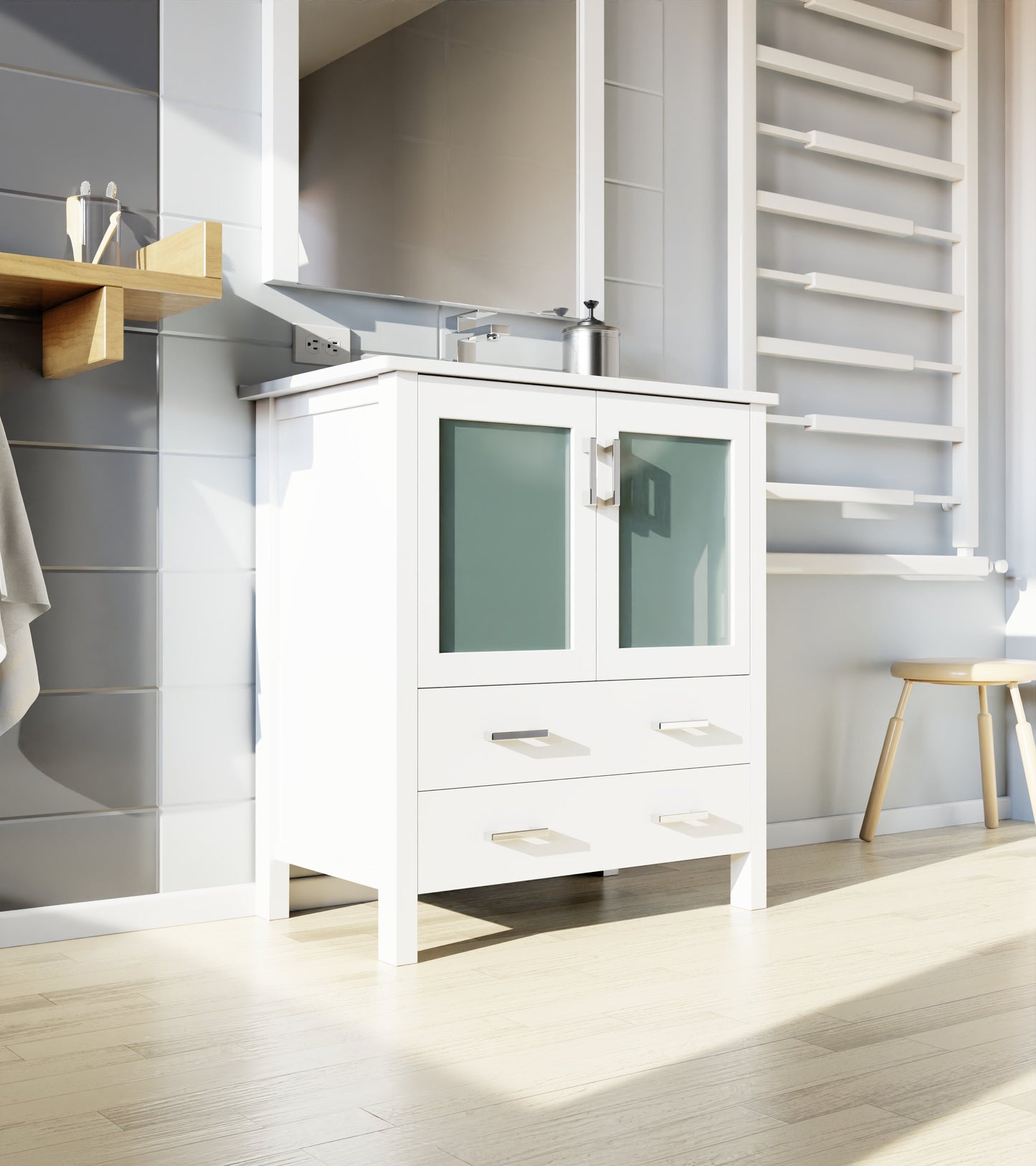 Volez 30 in W x 18.25 in D White Bath Vanity