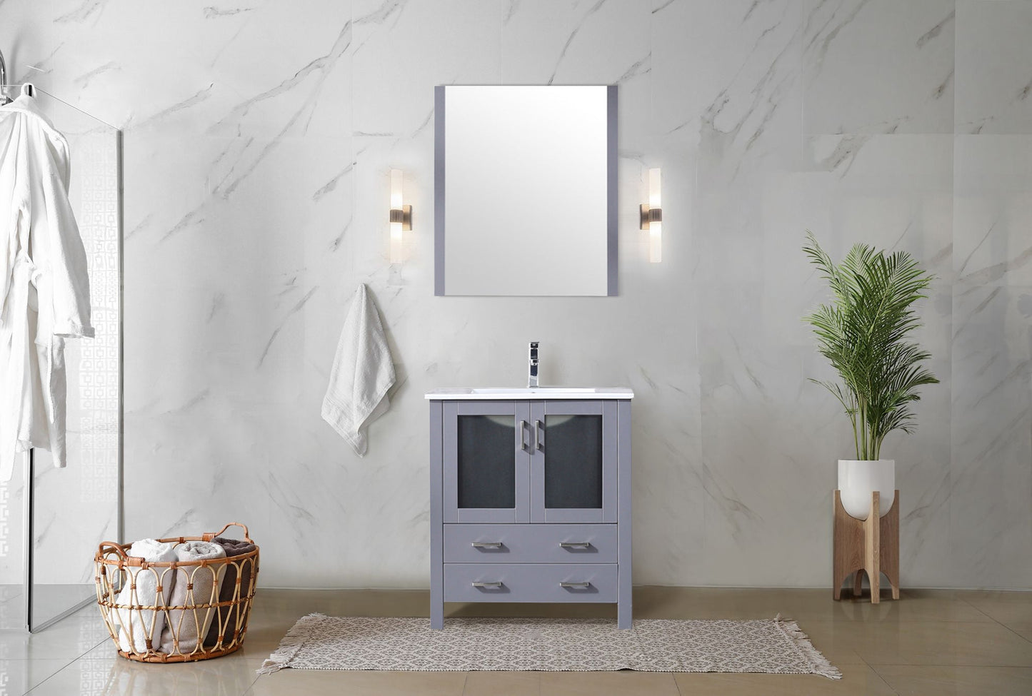 Volez 30 in W x 18.25 in D Dark Grey Bath Vanity