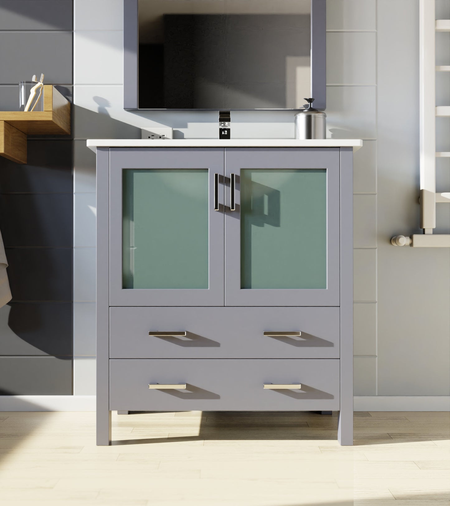 Volez 30 in W x 18.25 in D Dark Grey Bath Vanity
