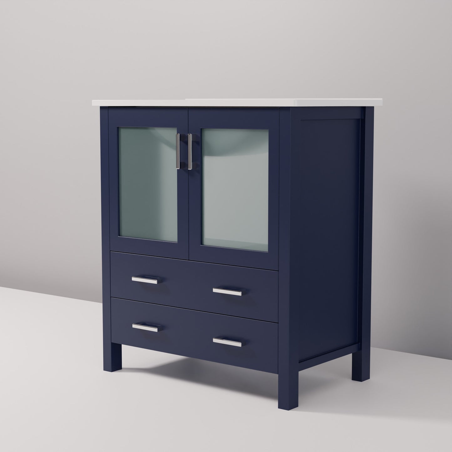 Volez 30 in W x 18.25 in D Navy Blue Bath Vanity