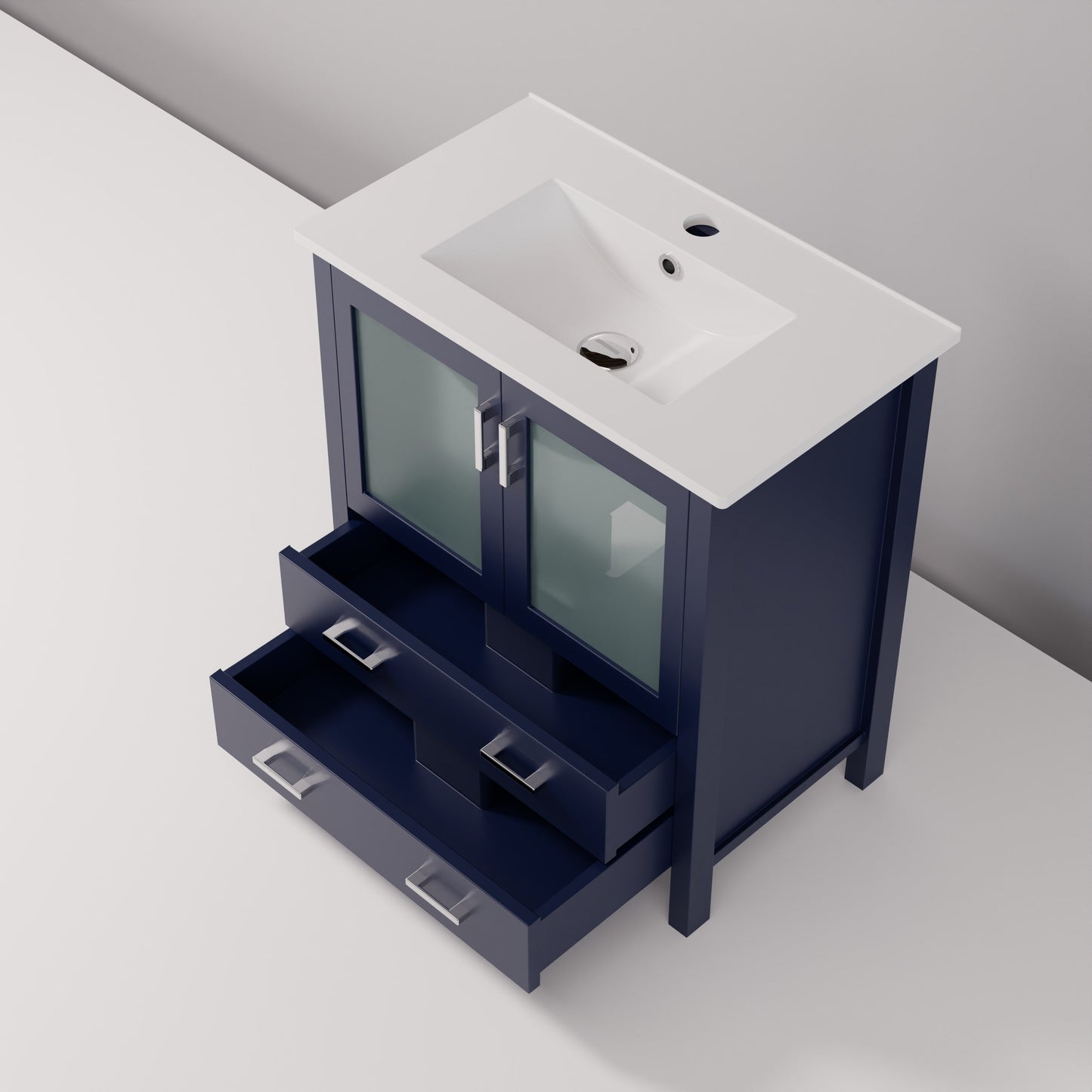 Volez 30 in W x 18.25 in D Navy Blue Bath Vanity