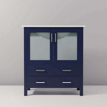 Volez 30 in W x 18.25 in D Navy Blue Bath Vanity