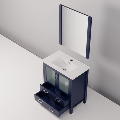 Volez 30 in W x 18.25 in D Navy Blue Bath Vanity