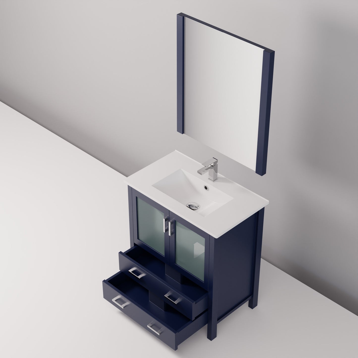 Volez 30 in W x 18.25 in D Navy Blue Bath Vanity