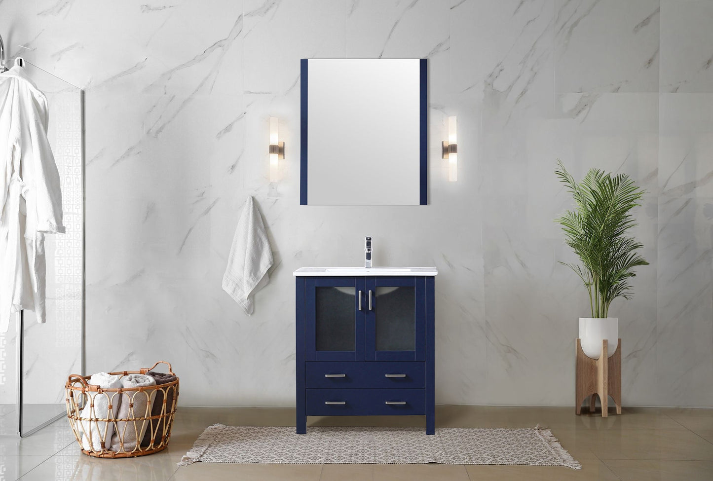 Volez 30 in W x 18.25 in D Navy Blue Bath Vanity