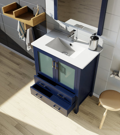 Volez 30 in W x 18.25 in D Navy Blue Bath Vanity