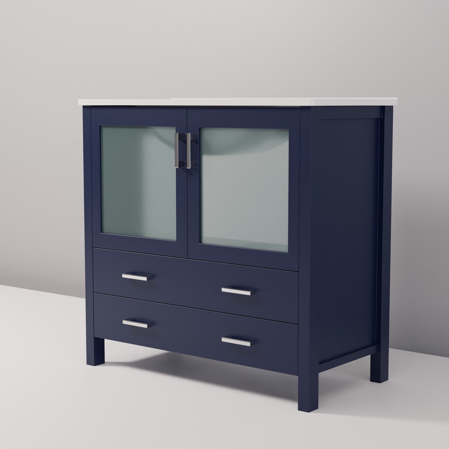 Volez 36 in W x 18.25 in D Navy Blue Bath Vanity