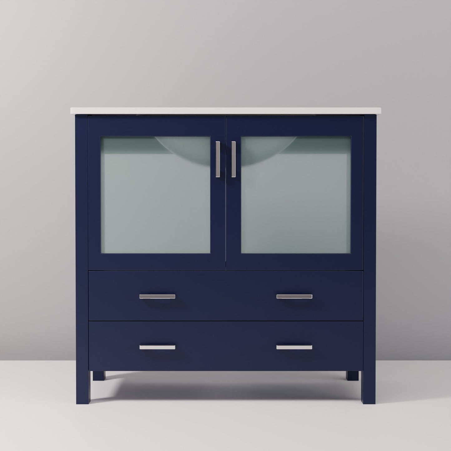 Volez 36 in W x 18.25 in D Navy Blue Bath Vanity