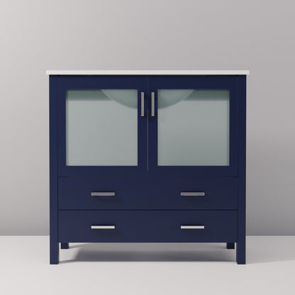 Volez 36 in W x 18.25 in D Navy Blue Bath Vanity