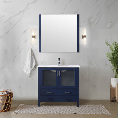 Volez 36 in W x 18.25 in D Navy Blue Bath Vanity