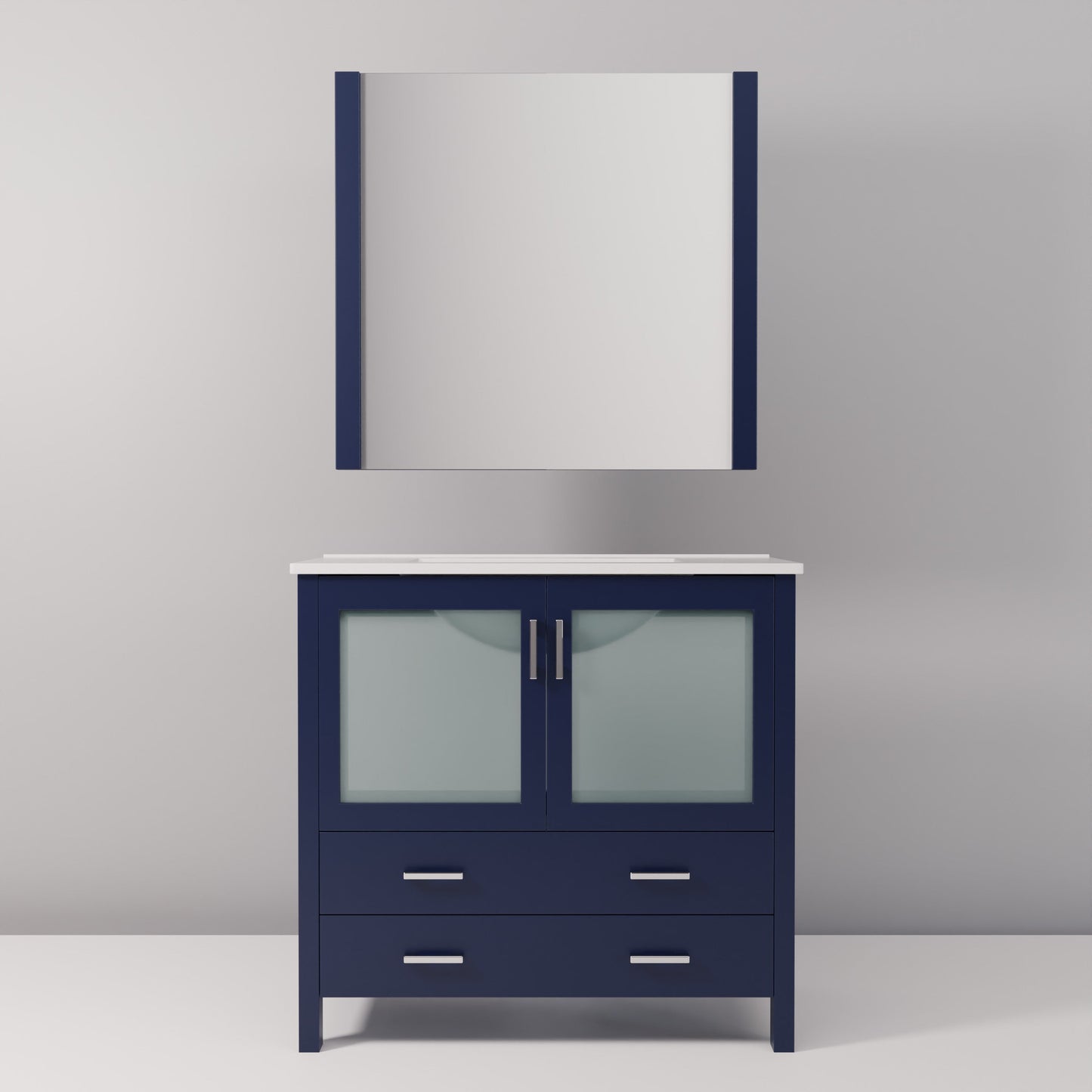 Volez 36 in W x 18.25 in D Navy Blue Bath Vanity