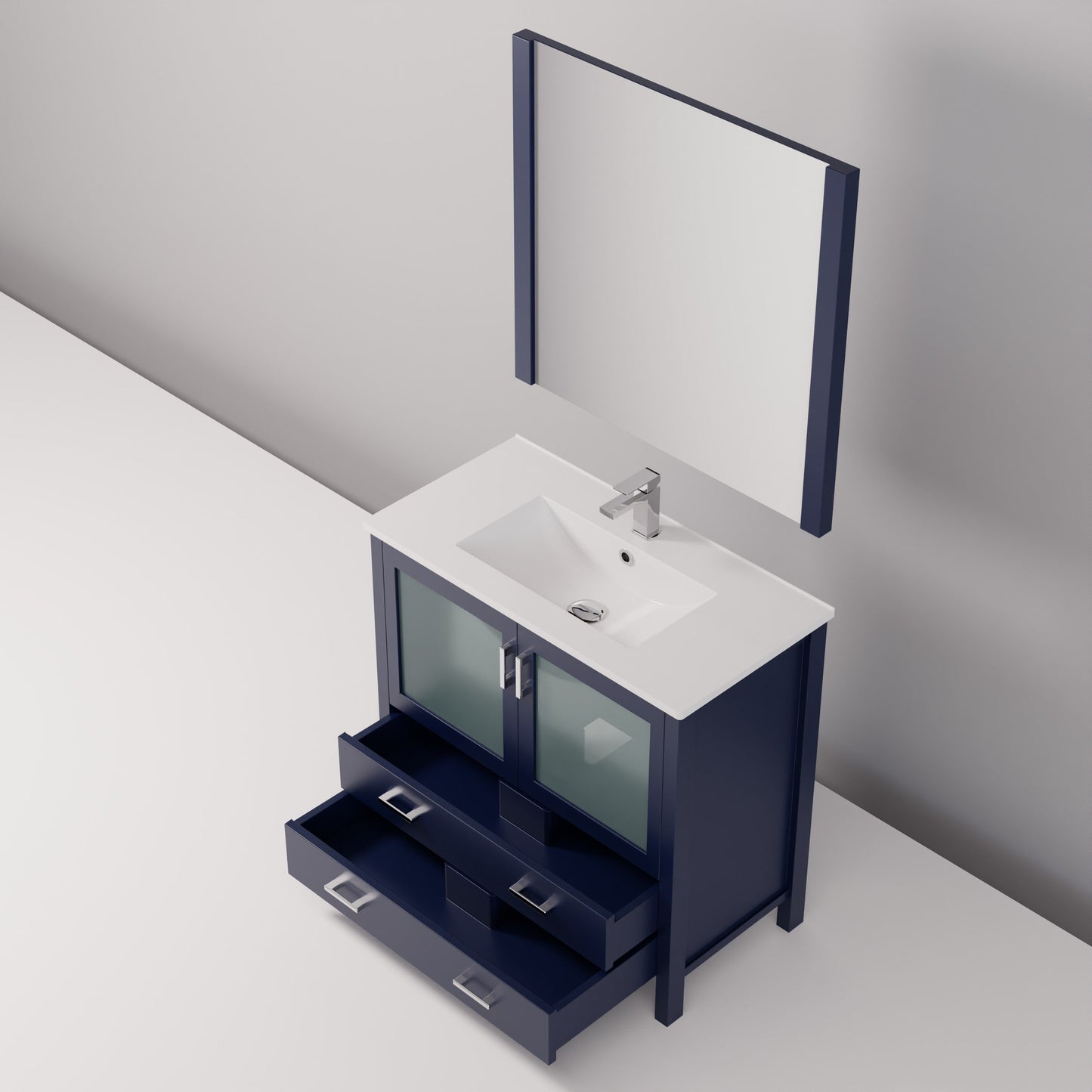 Volez 36 in W x 18.25 in D Navy Blue Bath Vanity