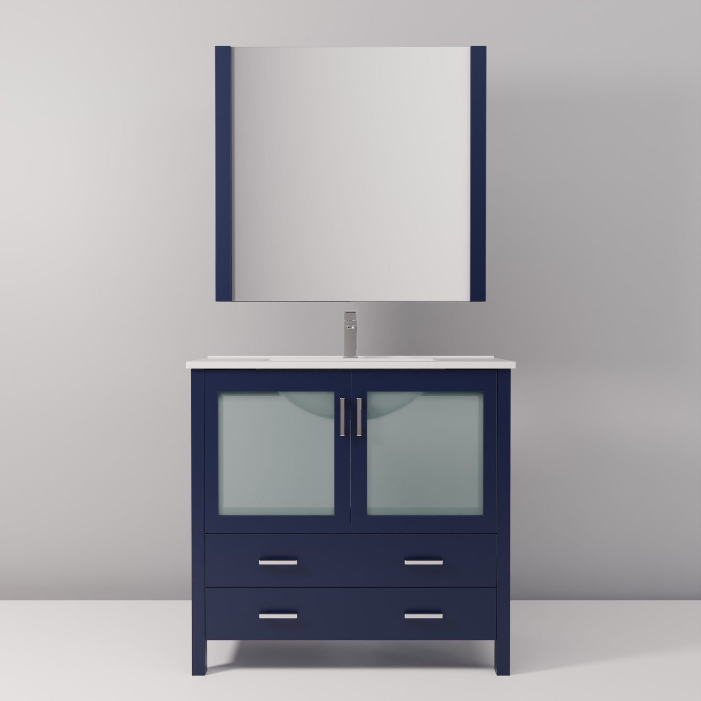Volez 36 in W x 18.25 in D Navy Blue Bath Vanity