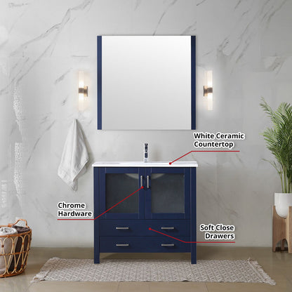 Volez 36 in W x 18.25 in D Navy Blue Bath Vanity