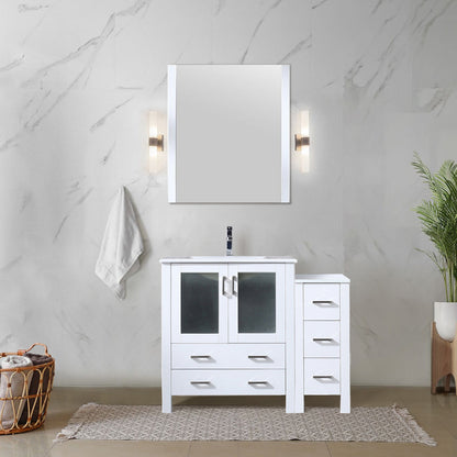 Volez 42 in W x 18.25 in D White Bath Vanity with Side Cabinet