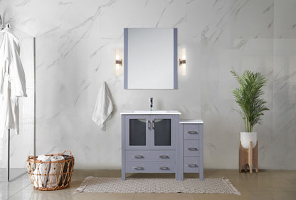 Volez 42 in W x 18.25 in D Dark Grey Bath Vanity with Side Cabinet