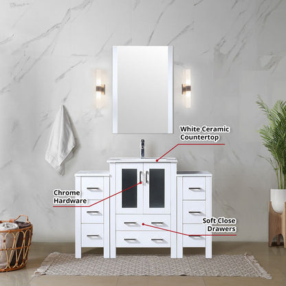 Volez 48 in W x 18.25 in D White Bath Vanity with Side Cabinets