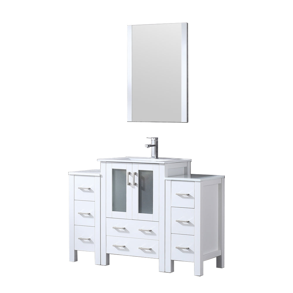 Volez 48 in W x 18.25 in D White Bath Vanity with Side Cabinets