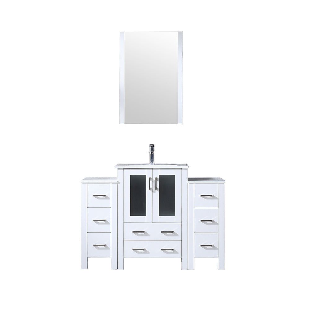 Volez 48 in W x 18.25 in D White Bath Vanity with Side Cabinets