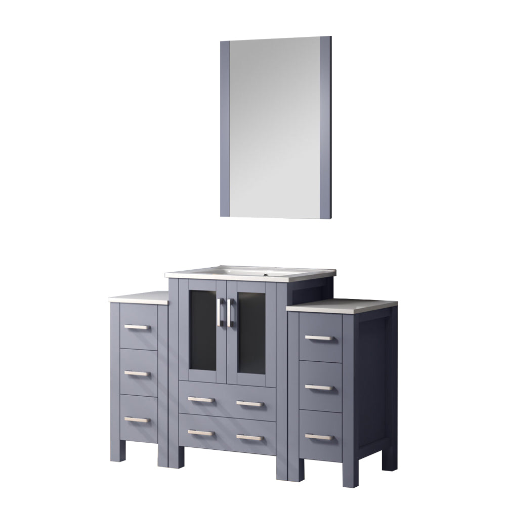 Volez 48 in W x 18.25 in D Dark Grey Bath Vanity with Side Cabinets