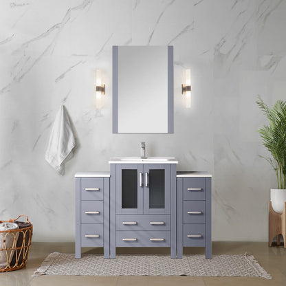Volez 48 in W x 18.25 in D Dark Grey Bath Vanity with Side Cabinets