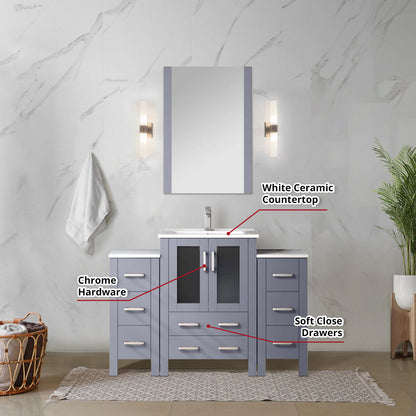 Volez 48 in W x 18.25 in D Dark Grey Bath Vanity with Side Cabinets