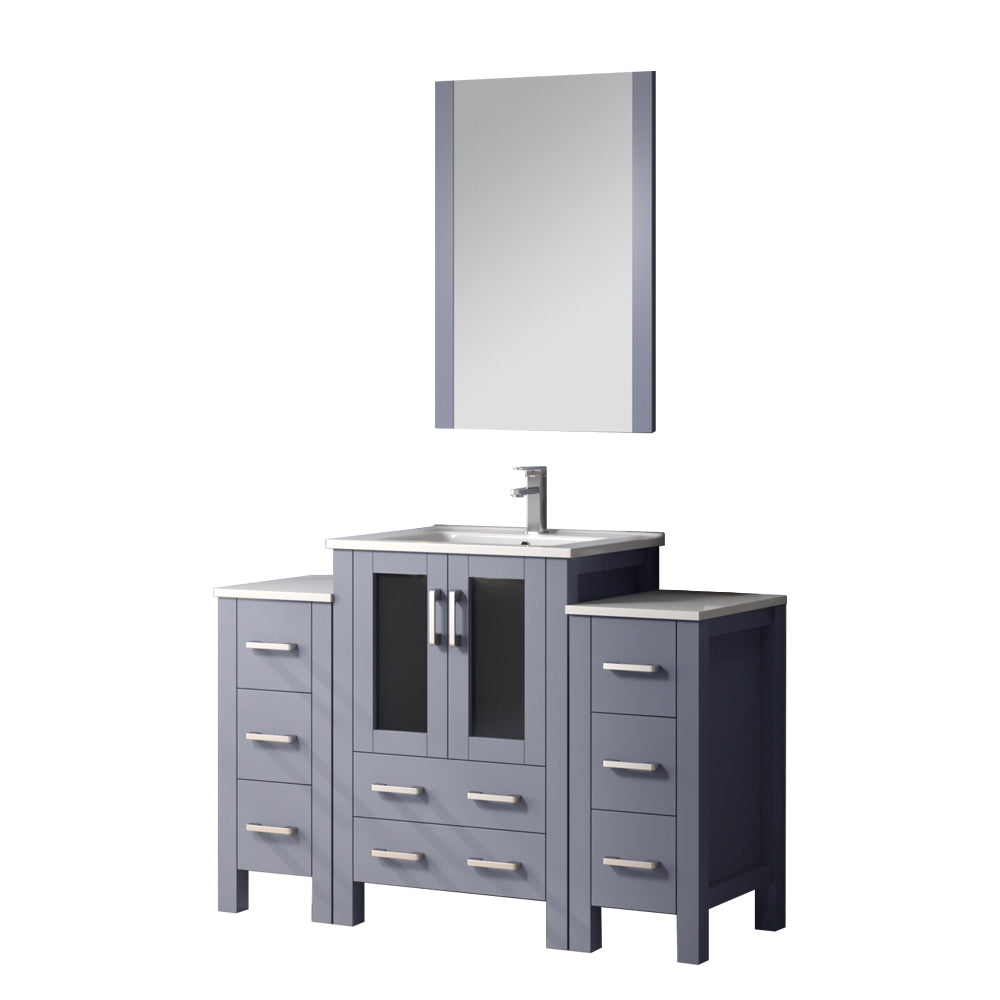 Volez 48 in W x 18.25 in D Dark Grey Bath Vanity with Side Cabinets
