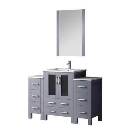 Volez 48 in W x 18.25 in D Dark Grey Bath Vanity with Side Cabinets