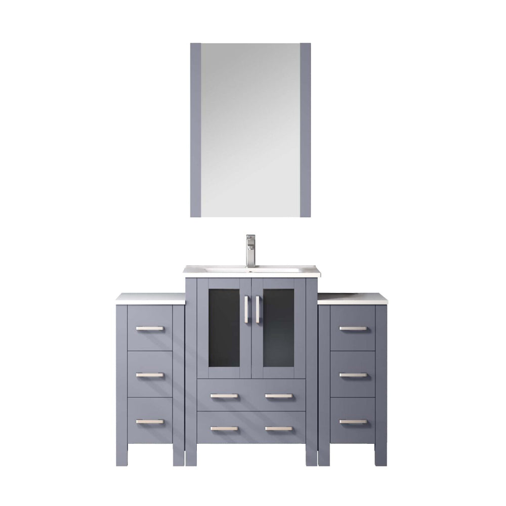 Volez 48 in W x 18.25 in D Dark Grey Bath Vanity with Side Cabinets