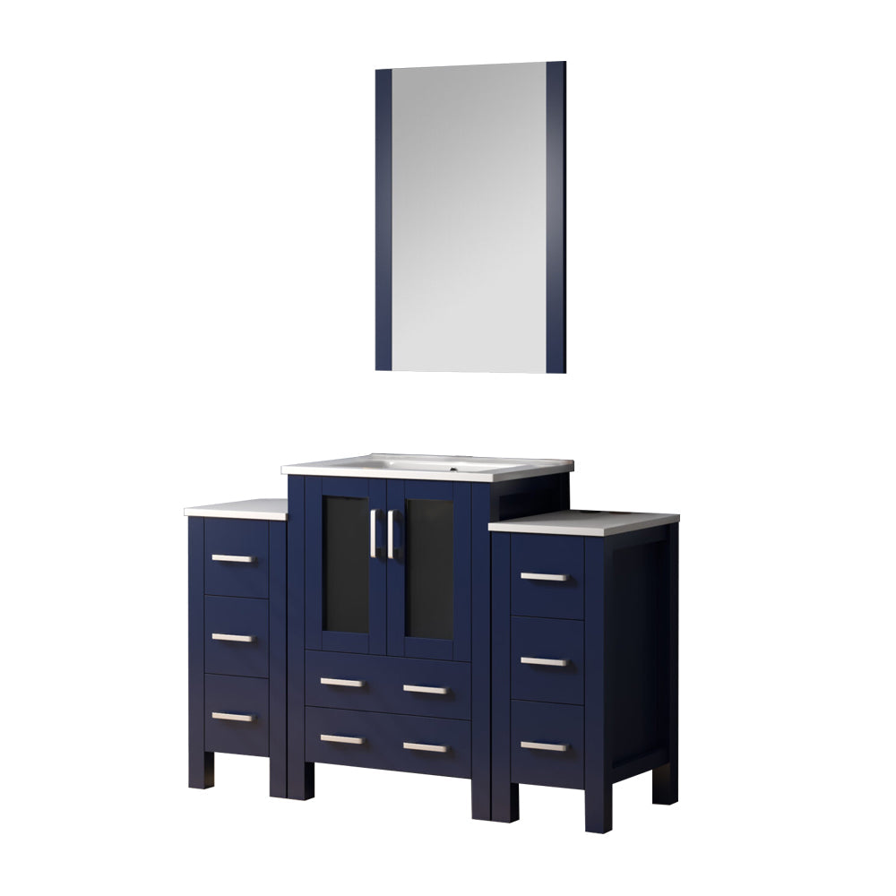 Volez 48 in W x 18.25 in D Navy Blue Bath Vanity with Side Cabinets