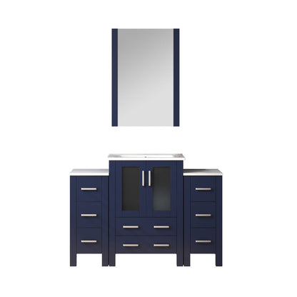 Volez 48 in W x 18.25 in D Navy Blue Bath Vanity with Side Cabinets