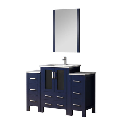 Volez 48 in W x 18.25 in D Navy Blue Bath Vanity with Side Cabinets