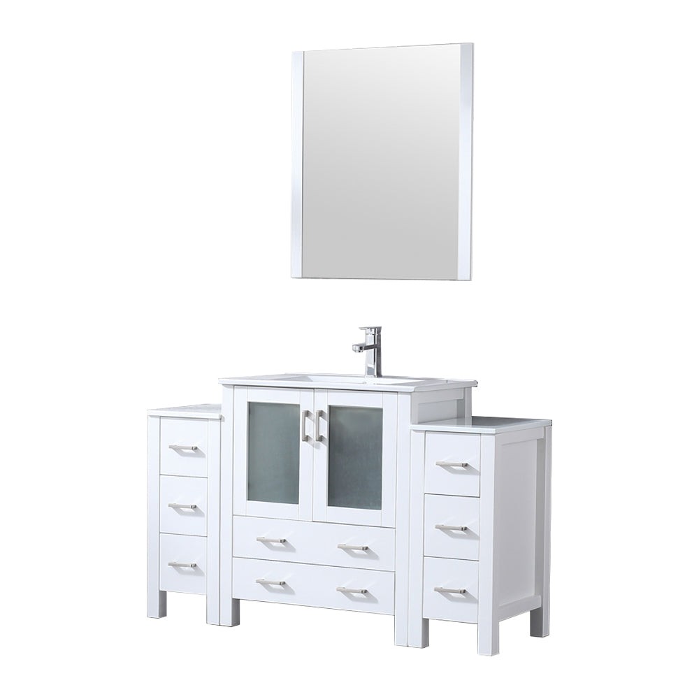 Volez 54 in W x 18.25 in D White Bath Vanity with Side Cabinets