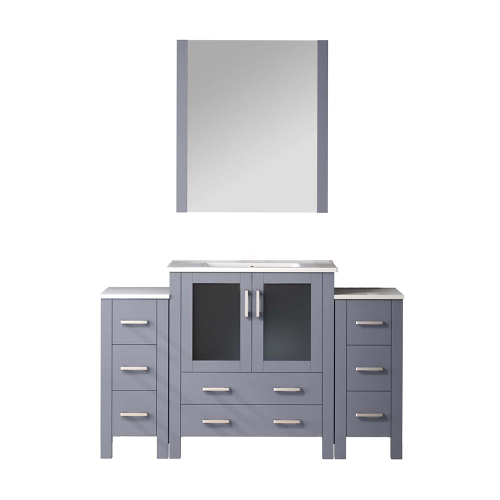Volez 54 in W x 18.25 in D Dark Grey Bath Vanity with Side Cabinets