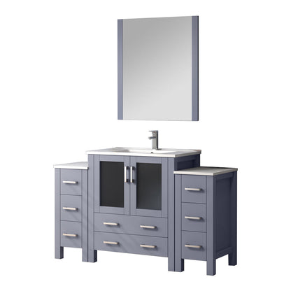 Volez 54 in W x 18.25 in D Dark Grey Bath Vanity with Side Cabinets