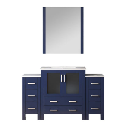Volez 54 in W x 18.25 in D Navy Blue Bath Vanity with Side Cabinets