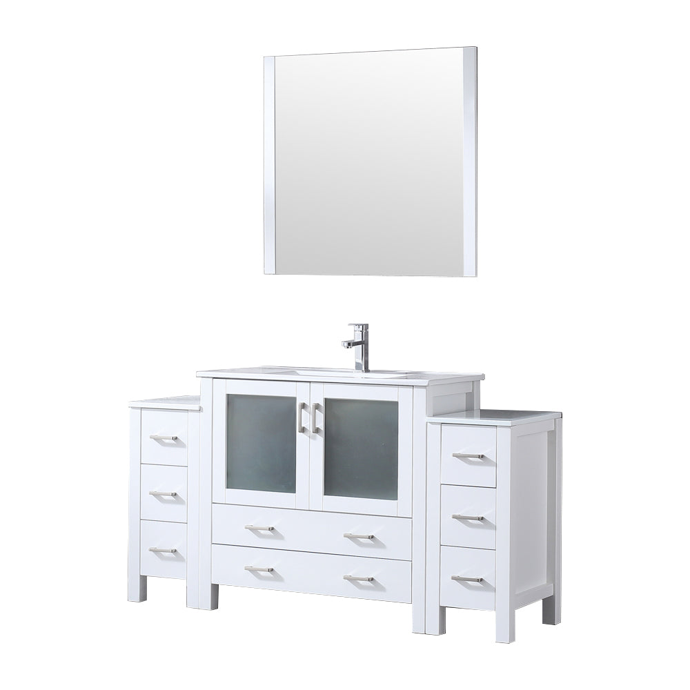Volez 60 in W x 18.25 in D White Bath Vanity with Side Cabinets