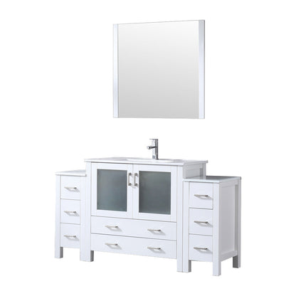 Volez 60 in W x 18.25 in D White Bath Vanity with Side Cabinets
