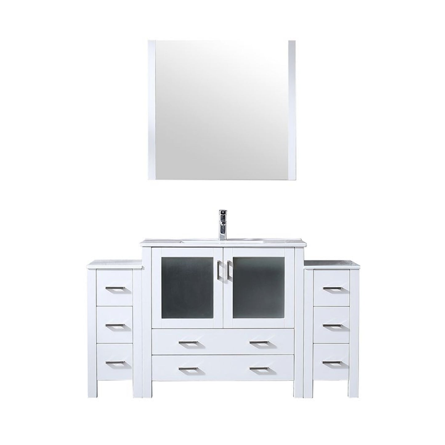 Volez 60 in W x 18.25 in D White Bath Vanity with Side Cabinets