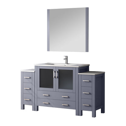 Volez 60 in W x 18.25 in D Dark Grey Bath Vanity with Side Cabinets
