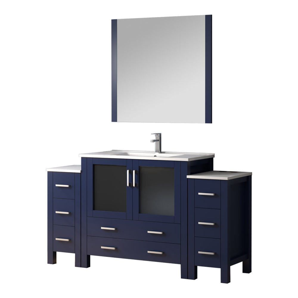 Volez 60 in W x 18.25 in D Navy Blue Bath Vanity with Side Cabinets