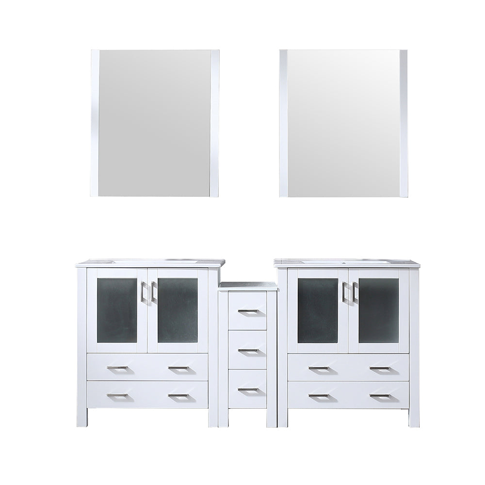 Volez 72 in W x 18.25 in D White Double Bath Vanity with Side Cabinet