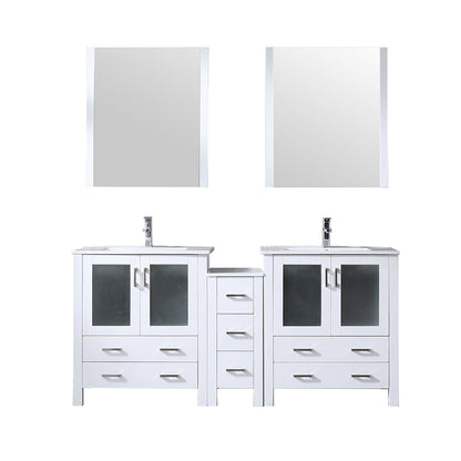 Volez 72 in W x 18.25 in D White Double Bath Vanity with Side Cabinet