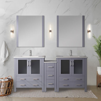 Volez 72 in W x 18.25 in D Dark Grey Double Bath Vanity with Side Cabinet
