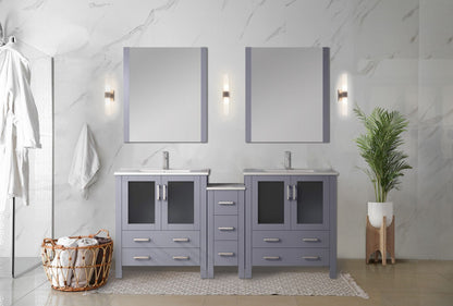 Volez 72 in W x 18.25 in D Dark Grey Double Bath Vanity with Side Cabinet