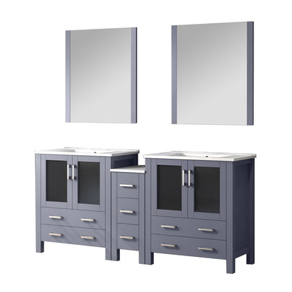 Volez 72 in W x 18.25 in D Dark Grey Double Bath Vanity with Side Cabinet